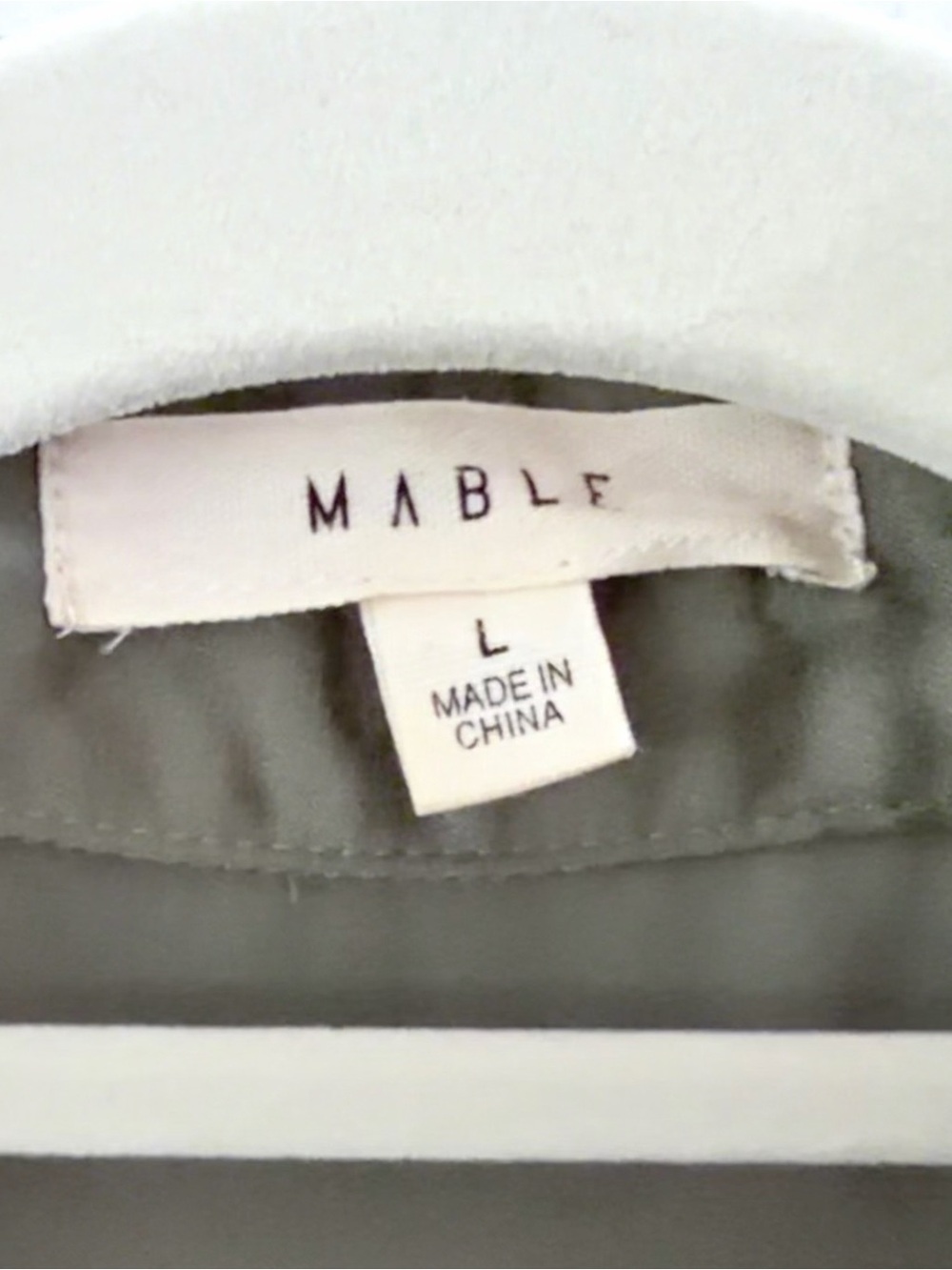 Ruched Satin Olive Midi  Dress with Button Front & wrap sash belt - size L 8/10 - Picture 8 of 8